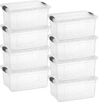 Superio Clear Storage Boxes with Lids, 11 Quart Plastic Container Bins for Organizing, Stackable Crates, BPA Free, Non Toxic, Odor Free, Organizers for Home, Office and Dorm, 8 Pack