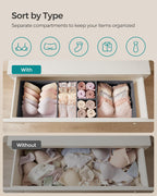 SONGMICS Drawer Organizer, Dresser Drawer Organizers, Set of 6, Foldable Fabric Storage Bins for Socks, Underwear, Bras, Ties, Scarves, Slate Gray URDZ06G