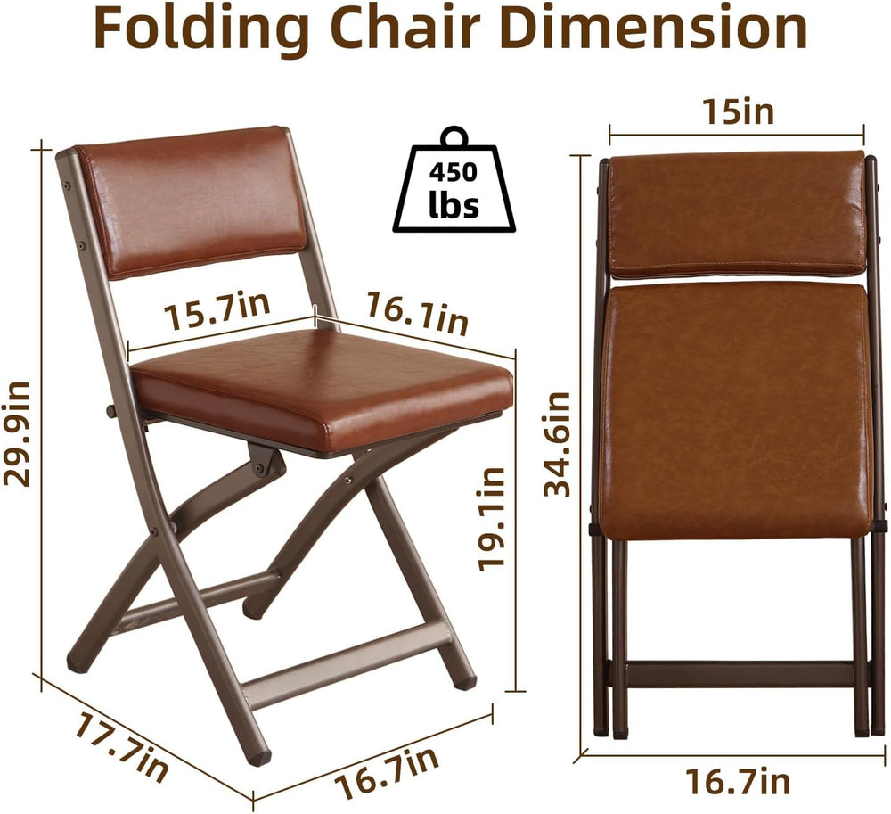 Folding Chairs with Cushion 2 Pack, High-Resilience Foam, Yellowish-brown | 4...