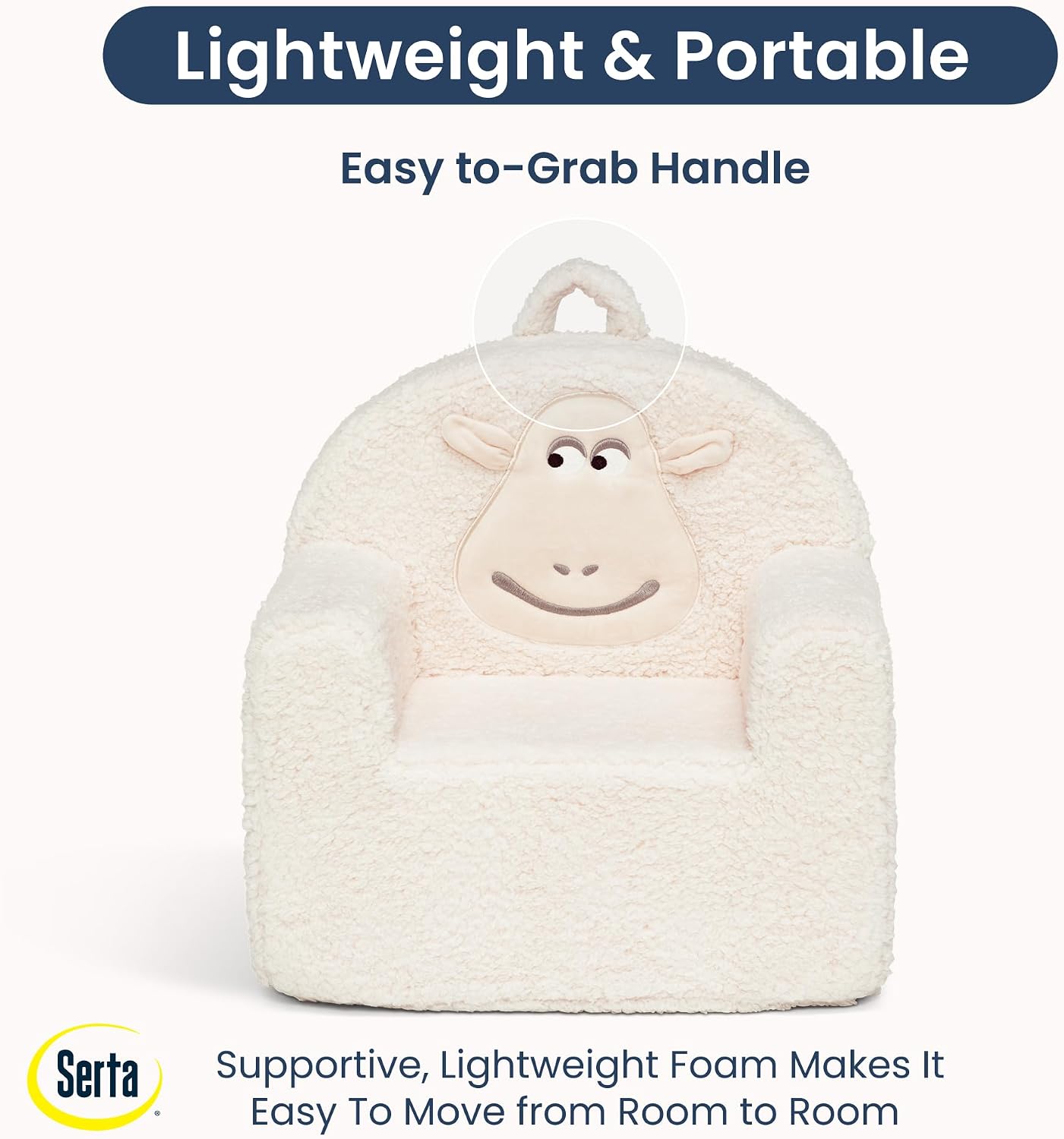 Delta Children - Serta Counting Sheep Kids Sherpa Foam Chair, Cream