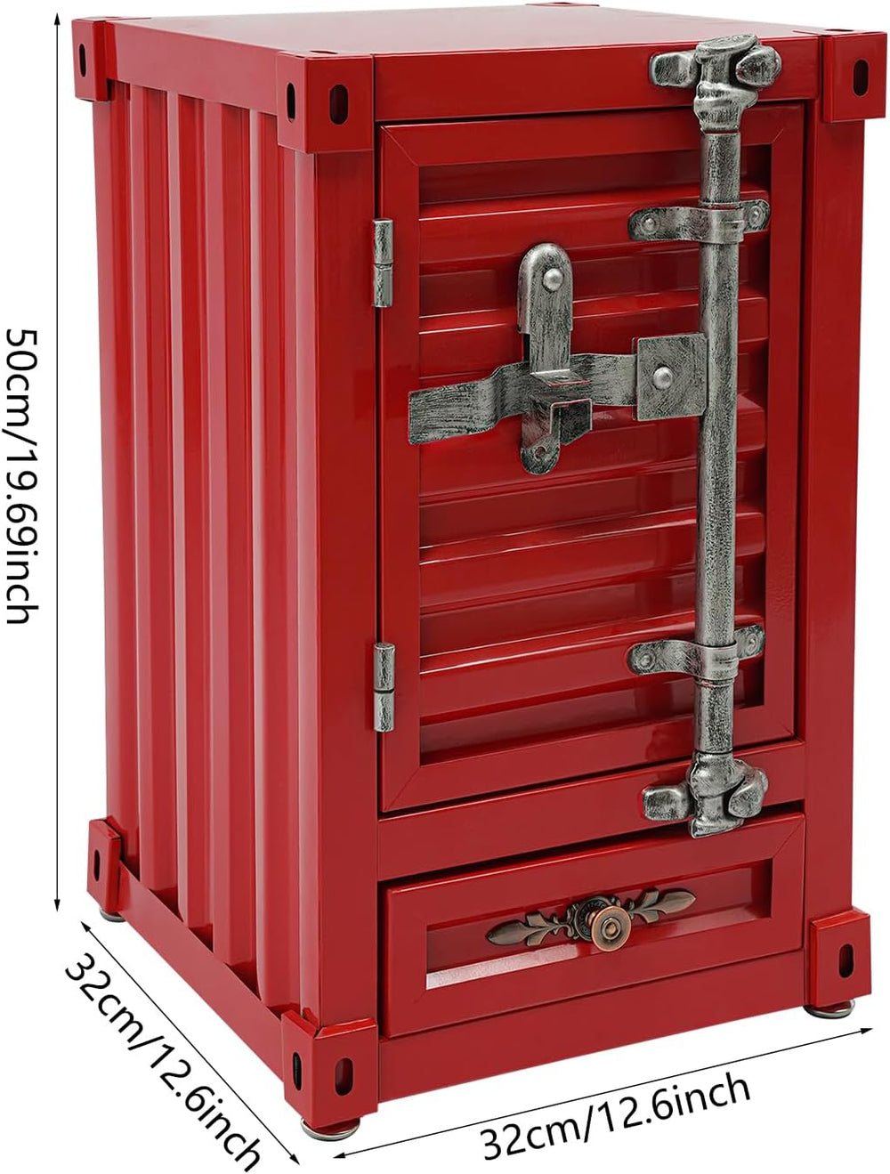 Industrial Metal Shipping Container Cabinet, Iron Side Table with Drawer, Ind...