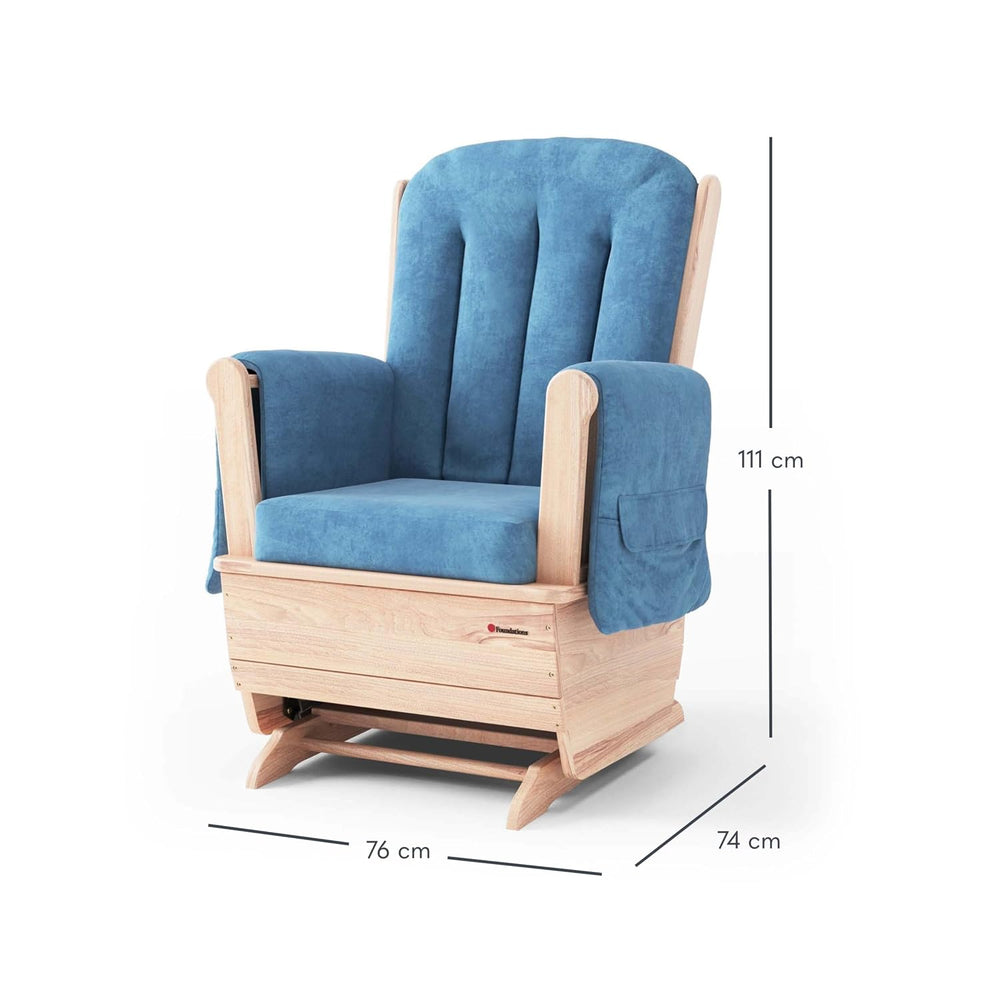 Foundations SafeRocker Standard Glider Rocker Chair, Blue Microfiber