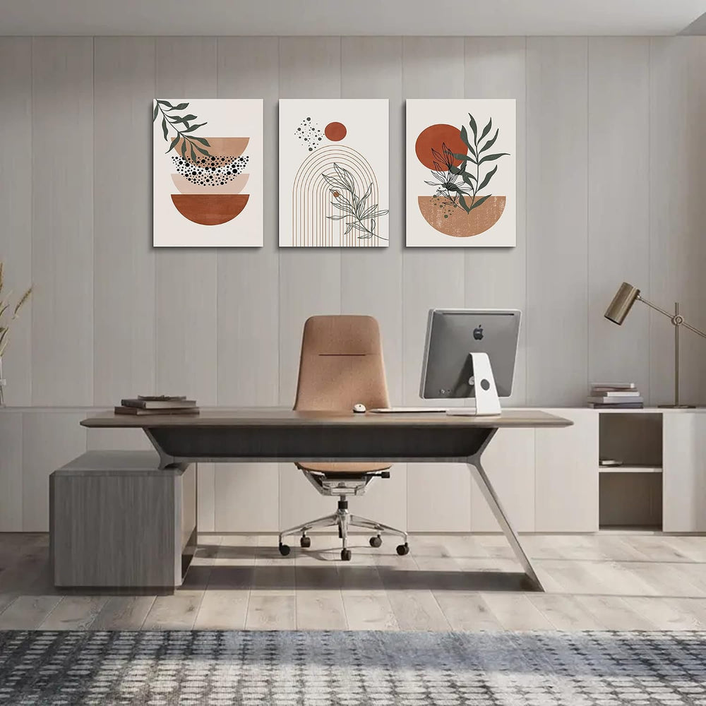 Boho Wall Art Prints, Boho Wall Decor, Abstract Geometric Prints Black Beige ...