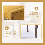 Modern Dining Chairs Set of 6, High Back Dining Chairs Side Chairs with Solid Wood Legs, Upholstered Fabric Dining Room Chairs for Dining Room Kitchen, Yellow