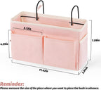 Bedside Caddy Bedside Storage Organizer Hanging Bunk Bed Dorm Room with Side Pockets for Water Bottles, Books, Cell Phones, Headphones (Pink)