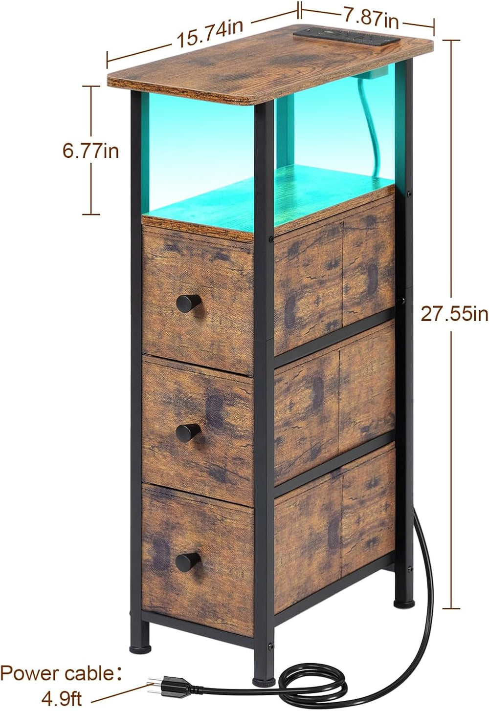 LOAKEKEL Night Stand Set 2, LED Nightstand with Charging Station