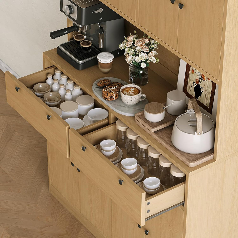 Patikuin Kitchen Pantry Storage Cabinet with Charging Station/Drawers/Doors/S...