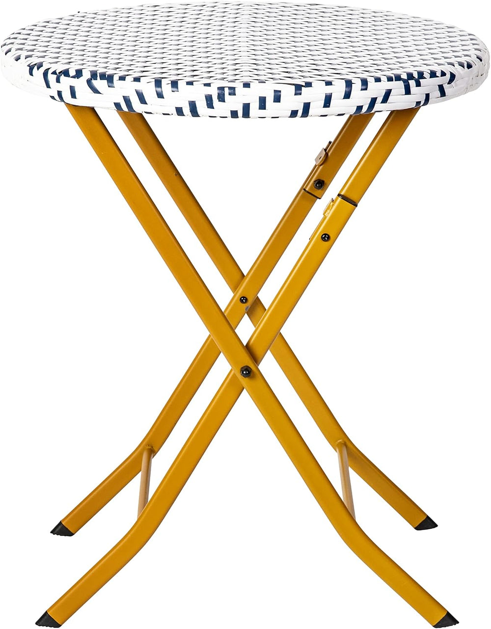EMMA + OLIVER Navy/White Three Piece Folding Bistro Set