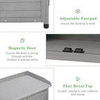 Outdoor Potting Bench with Storage Cabinet and Metal Top, Wood Workstation for Outdoor Patio, Garden (Classic Grey, 31.5x17x39‘’)