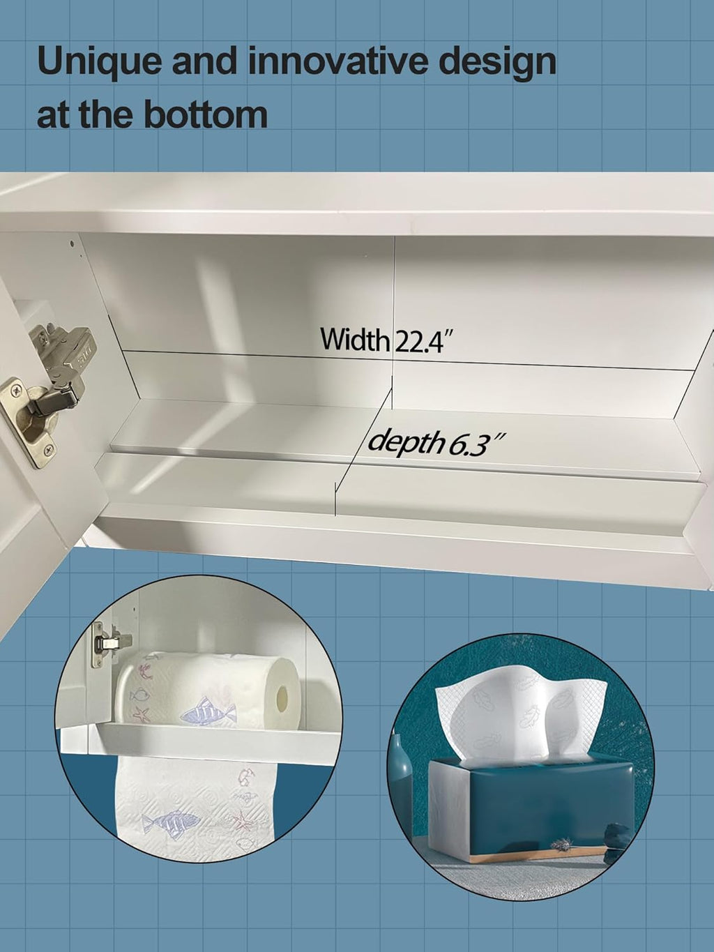 Wall Mount Cabinets Bathroom Wall Cabinet Buffering Hinge,22"x28" inch Over Toilet Storage Cabinet and Adjustable Shelves, Can Hold Toilet Paper and roll Paper Medicine Cabinet
