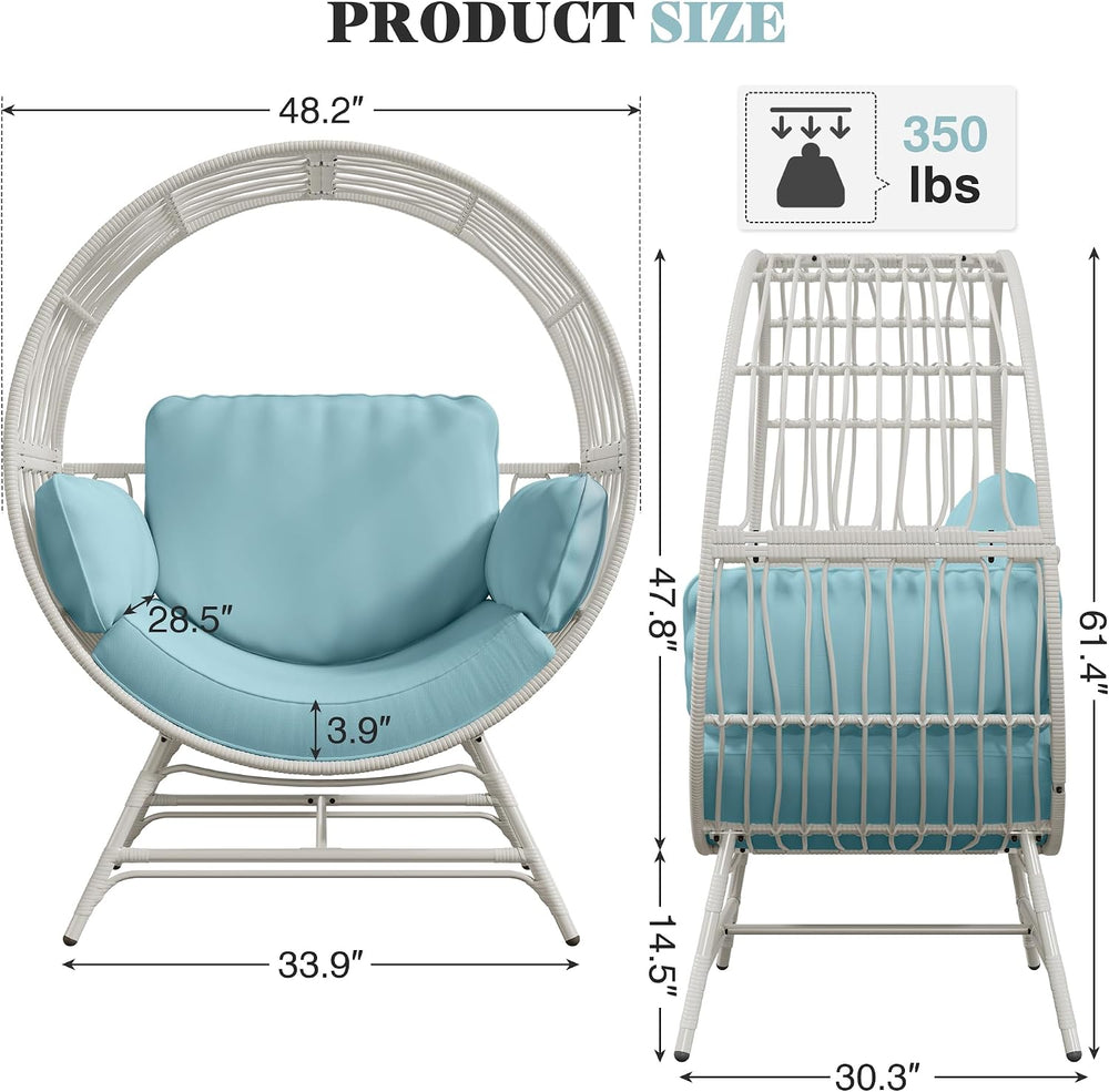 Bifanuo Oversized Egg Chair for Indoor Outdoor Use – Rattan Hanging Basket Ch...