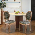 French Country Dining Chairs Set of 2,Farmhouse Upholstered Dining Room Chairs with Tufted Round Back&Solid Leg,PU Leather Kitchen Side Chairs for Kitchen/Bedroom/Dining Room,Turquoise