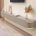 47.2" Floating TV Stand Fully Assembled, Wall Mounted Entertainment Center Media Console Cabinet with Curved Edge, Floating TV Console Table with Storage Drawers & Door, for Living Room TVs
