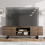 GarveeHome Industrial TV Stand for 80 in, Modern Entertainment Center with 2 Drawers, Wooden Media Cabinet with Heavy Duty Leg and Open Storage, TV Console Table for Living Room, Walnut