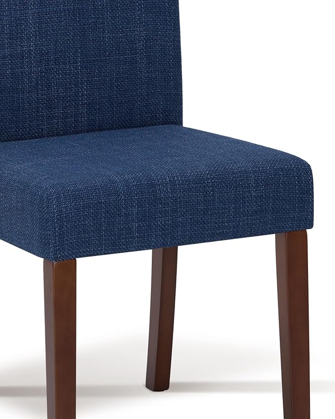 Upholstered Dining Chairs Set of 6 - Line Fabric Modern Farmhouse Kitchen Chairs,Mid-Back Dining Room Chairs with Wooden Legs