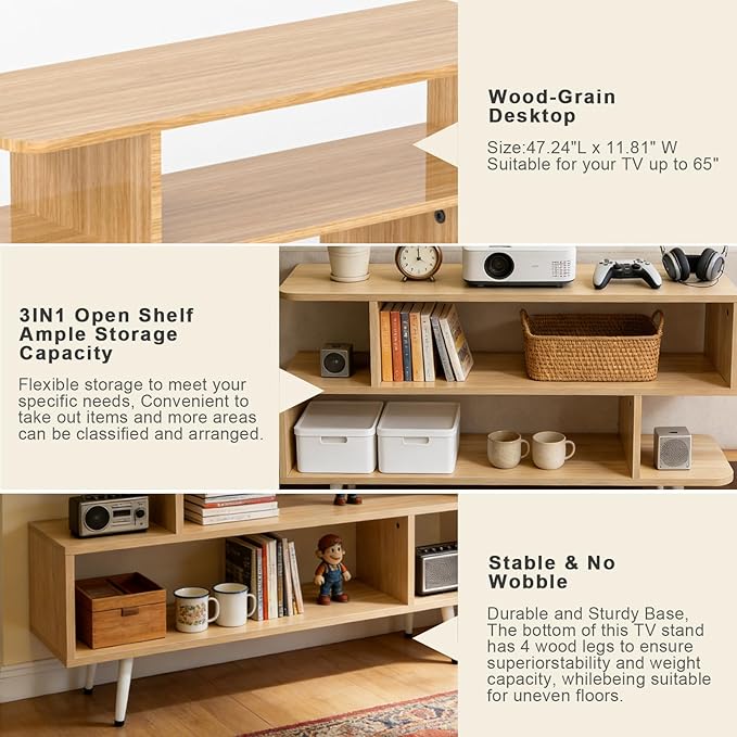 Lightdot TV Stand for TVs up to 45'', Modern Entertainment Center wit...
