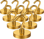 MIKEDE Strong Magnetic Hooks, 120Lbs Heavy Duty Magnetic Hooks for Cruise, Neodymium Earth Magnets with Hooks for Hanging, Super Metal Industrial Magnets for Grill, Storage (Yellow,10 Pack)