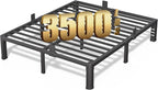 12 Inch California King Bed Frame with Rounded Corner and Headboard Hole Mattress Retainers 3500 LBS Metal Heavy Duty Steel Slats Support No Box Spring Needed Platform Noise Free Easy Assembly