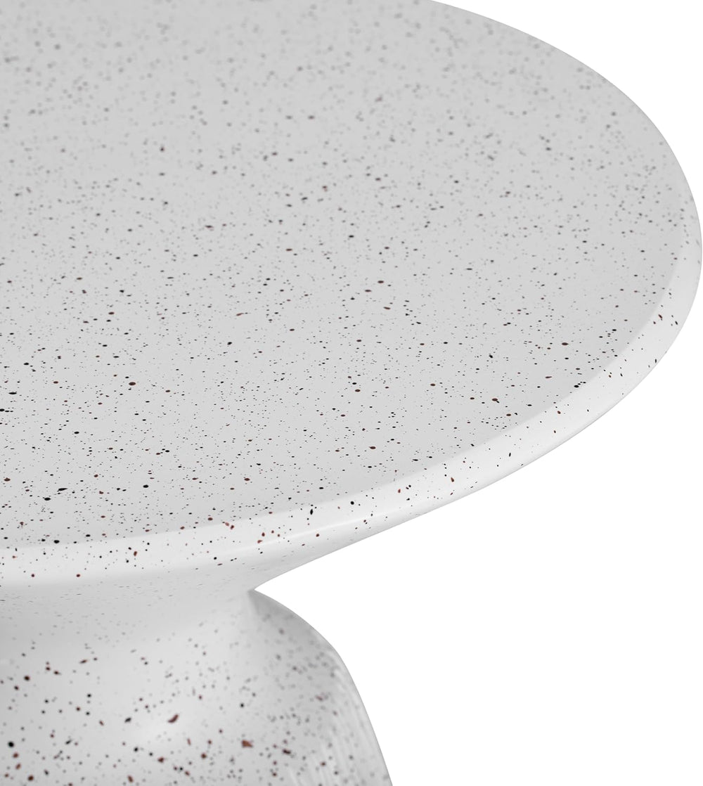 Outdoor Small end Table White Marble Retro Speckled Textured All-Weather MGO ...