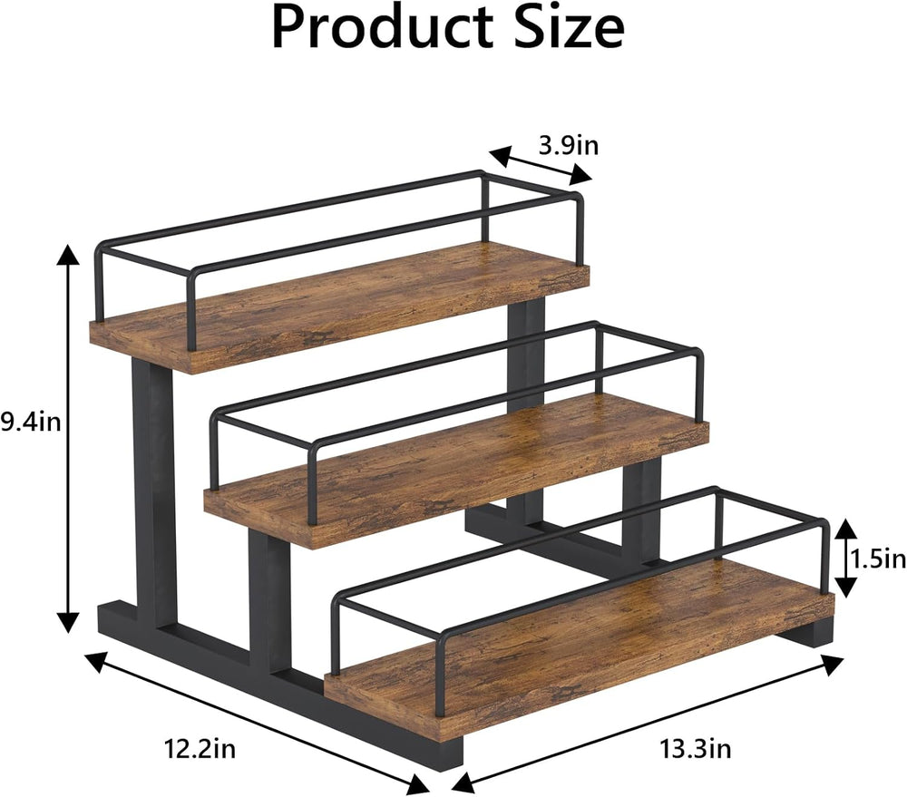 Aduanbang Liquor Bottle Display Shelf, 3 Step Countertop Organizer, Retro Bar...