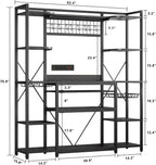 IRONCK Large Bakers Rack with Power Outlet, 62 Inch Wide Microwave Stand, Coffee Bar with Storage, Kitchen Racks and Shelves, Vintage Black