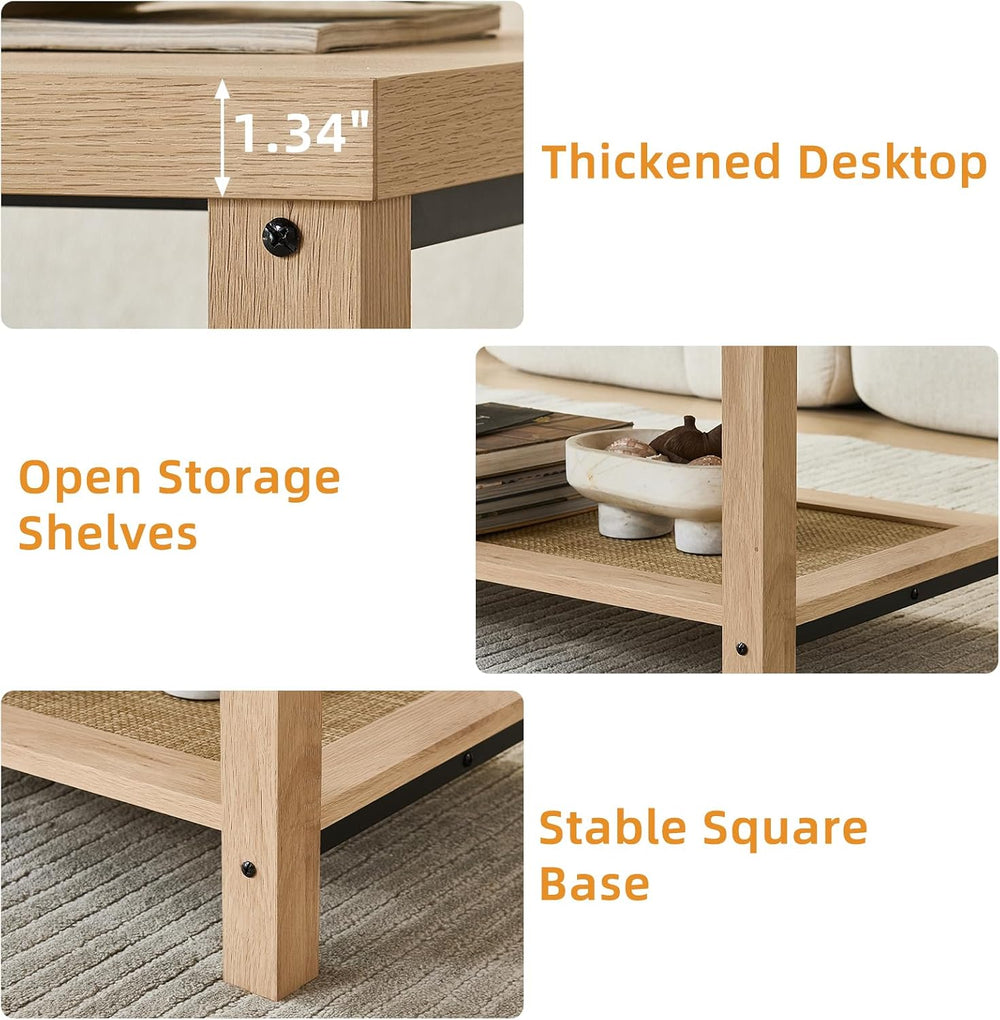 Lerliuo Farmhouse Coffee Tables for Living Room, Natural