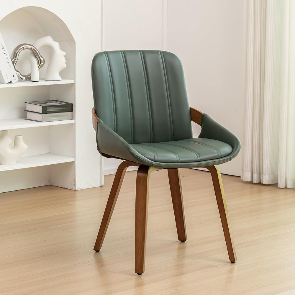 Mid Century Modern Faux Leather Upholstered Dining Room Chairs,Armless Accent...