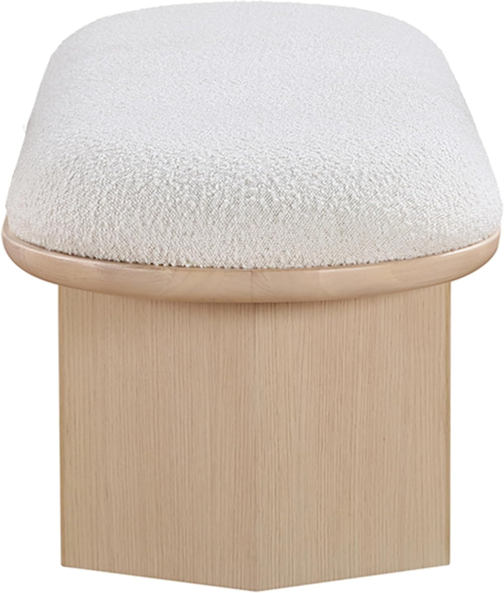 Meridian Furniture 22004Cream Wilshire Collection Art Deco Bench with Luxurio...