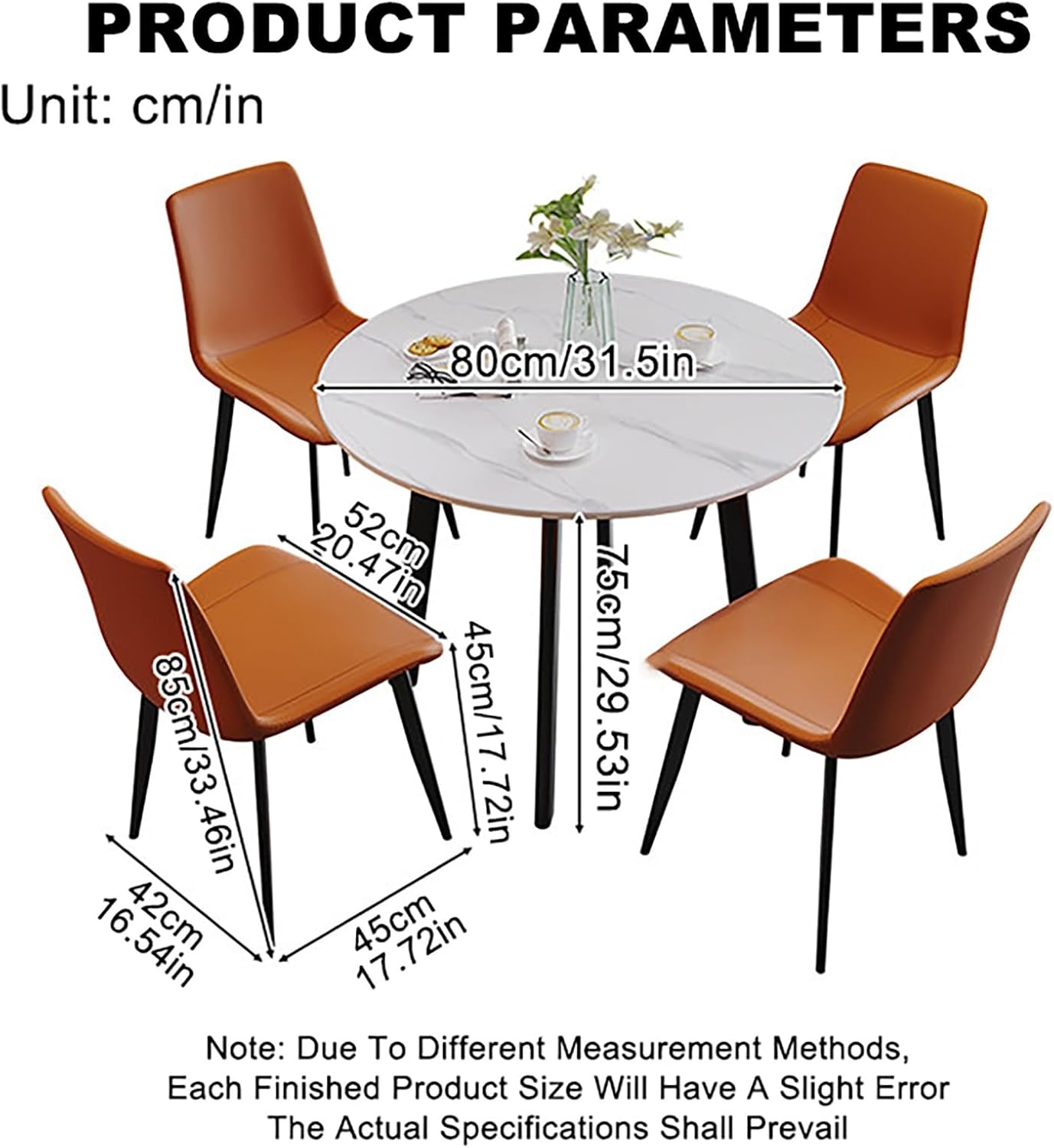 Round Dining Table Set for 4,Modern Kitchen Coffee Table Set | Comedor de 4 Sillas y Mesa,with 4 Upholstered Chairs,Small Dining Set,for Kitchen Dining Room Apartments.