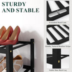 Smiry Shoe Rack, 2 Tier Bamboo Shoe Organizer, Stackable Free Standing Wooden Shoe Storage Shelf for Closet, Entryway, Front Door Entrance, Black