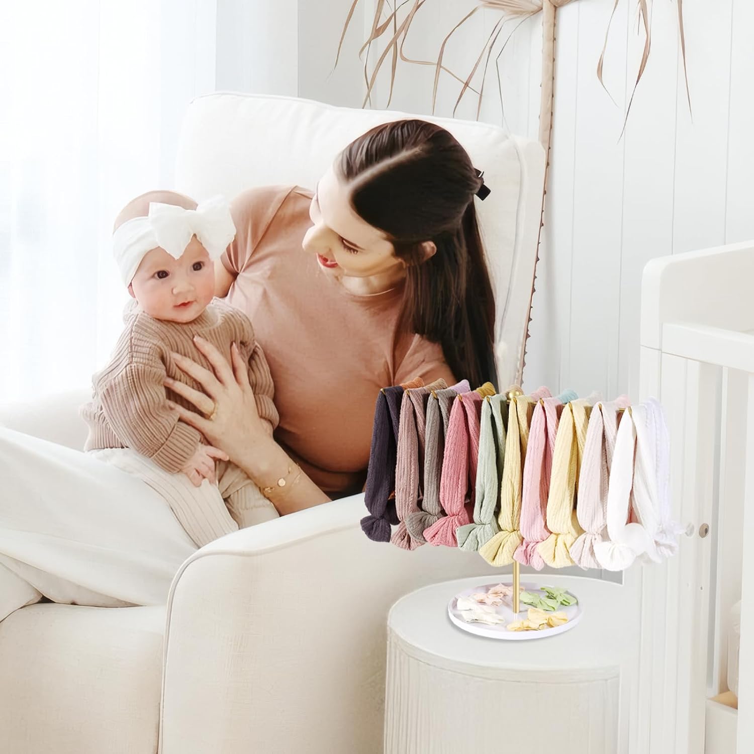 POVETIRE Baby Headband Holder Hair Bow Organizer for Girls,Metal Hair Ties Display Hairband Storage Head Wrap Stand Hair Accessories Organizer for Newborn Infant Toddler Kids
