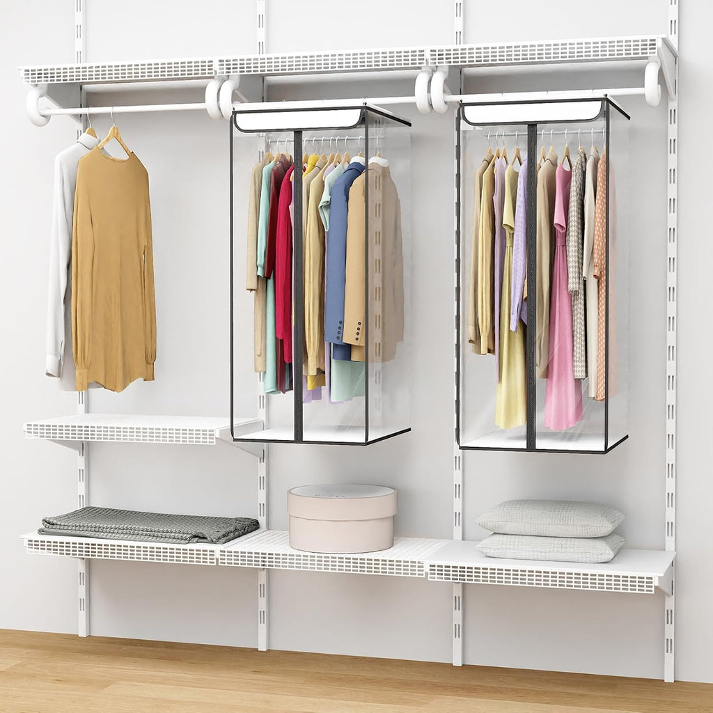 Univivi Hanging Garment Storage Bag, Clothes Bags 40 In, Clear, 2 PCS | Large Capacity, High Load-Bearing Capacity, Sturdy Metal Hanger, Easy Assembly, Premium Cloth Bag for Suits, Coats, Dresses
