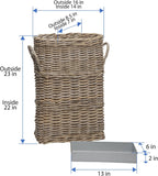 Kouboo Oval Rattan Kobo Umbrella Holder, Freestanding Umbrella Stand and Rack with Drip Tray for Home, Office or Business Entryway