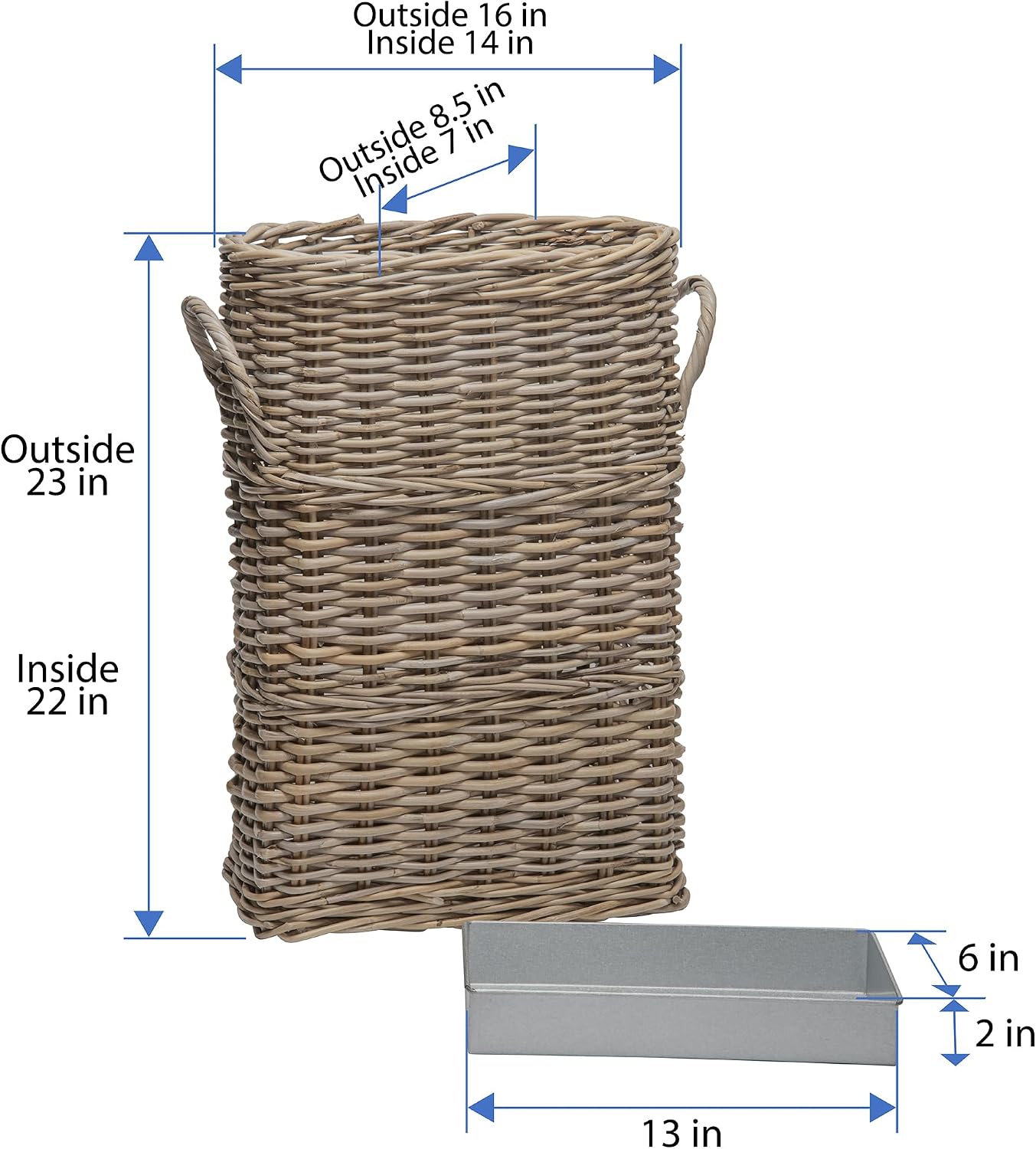 Kouboo Oval Rattan Kobo Umbrella Holder, Freestanding Umbrella Stand and Rack with Drip Tray for Home, Office or Business Entryway