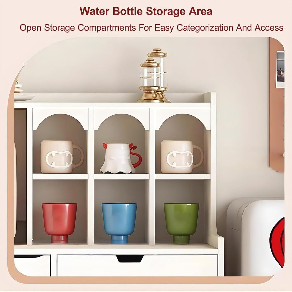 Tall Kitchen Storage Hutch Cabinet, Pantry Cabinet with Storage Drawers, Coff...