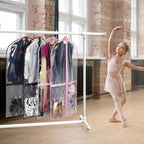 Clear Garment Bags for Dance Costumes, 40” Dance Garment Bags for Dancers, Kids Garment Bag for Dance Competitions with 3 Zipper Pockets, Garment Bags for Hanging Clothes, 6 Pack, Pink