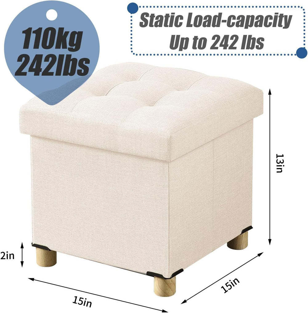 BRIAN & DANY Ottoman with Storage, Small Storage Ottoman for Dorm, Linen ...