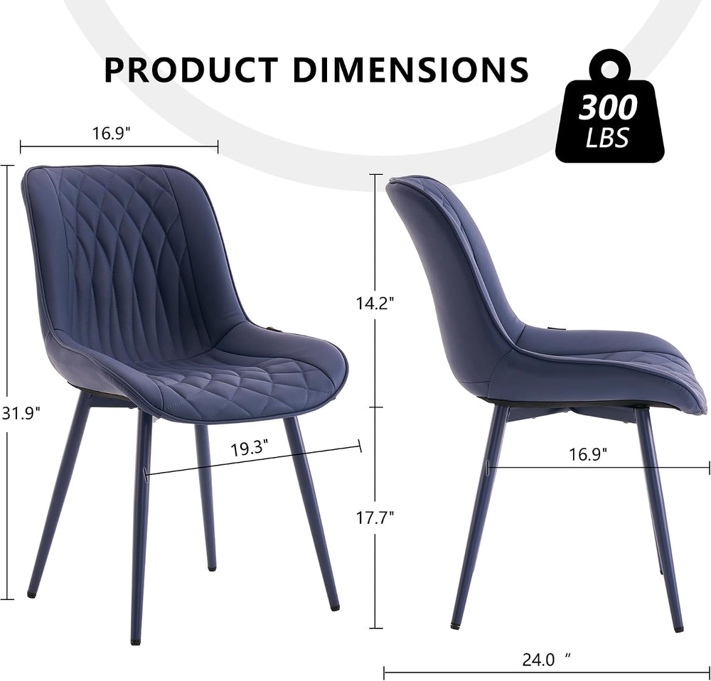 YOUNIKE Faux Leather Dining Chairs Set of 2 Mid-Century Modern High Padded Ba...
