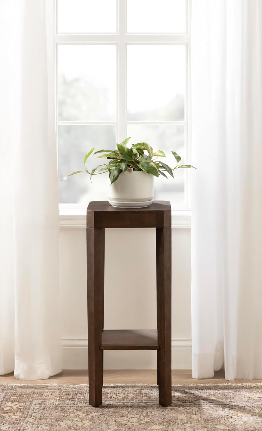Kate and Laurel Talcott Modern Square Wood Drink Table, 12 x 12 x 28, Dark Br...