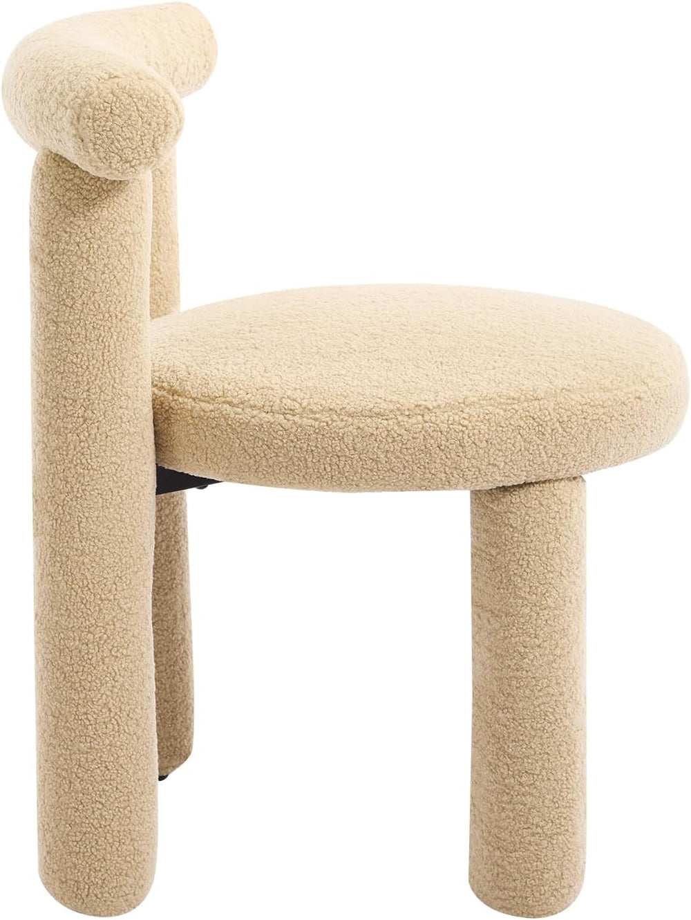 Modern Sherpa Dining Chairs Set of 4, Armless Upholstered Barrel Kitchen Chai...