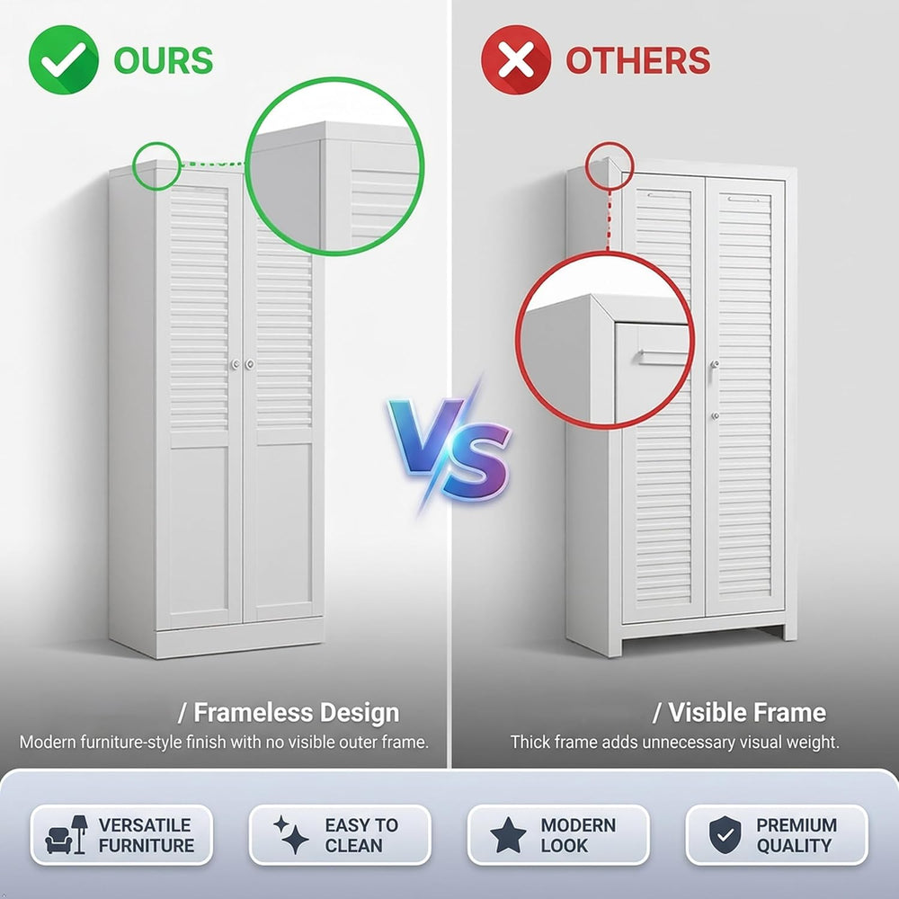 Metal Pantry Cabinet, Freestanding Kitchen Storage Cabinet with Doors and 4 A...