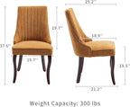 Modern Dining Chairs Set of 4, Mid Century Kitchen & Dining Room Chairs, Linen Upholstered Kitchen Chairs with Wood Legs, Sillas de Comedor, Easy Assembly, Yellow, 4 Pieces