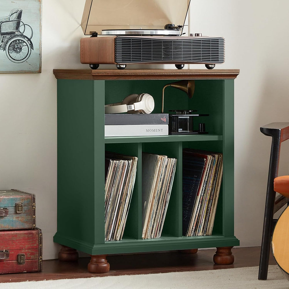 Joaxswe 24" Wide Record Player Stand with Vinyl Record Storage, Green | ...