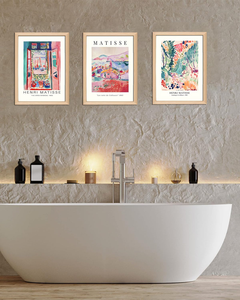 Wooden Framed Matisse Wall Art Set of 3 Abstract Henri Matisse Posters Vintag...