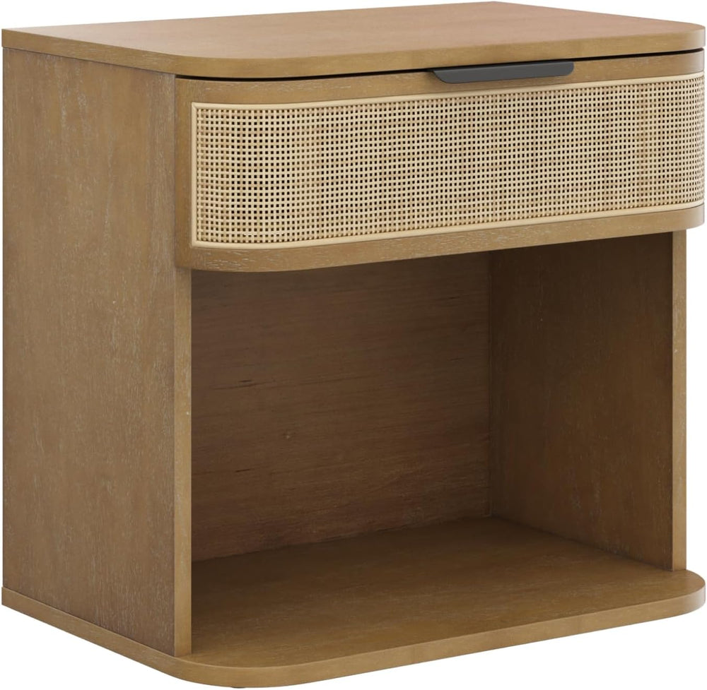 Nathan James Keith Farmhouse Bedside Table, Modern Coastal Nightstand, Rattan...