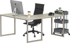 SHW Mission 55 x 60 Inches L-Shape Home Office Computer Desk, Maple