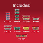 Rubbermaid EasyStore Rectangle, Square, and Round Containers, 34-Piece Set, Food Storage Containers, Food Storage Containers with Lids