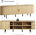 ONBRILL 70.8" TV Stand with Power Outlet for TVs up to 75 Inch, Entertainment Center with Storage and Adjustable Shelves, Modern Media Console with Sliding Doors for Living Room, Oak