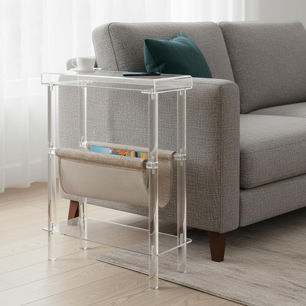 Acrylic Narrow Side Table for Small Spaces, 7" W×23.9" H x 15.7&quo...