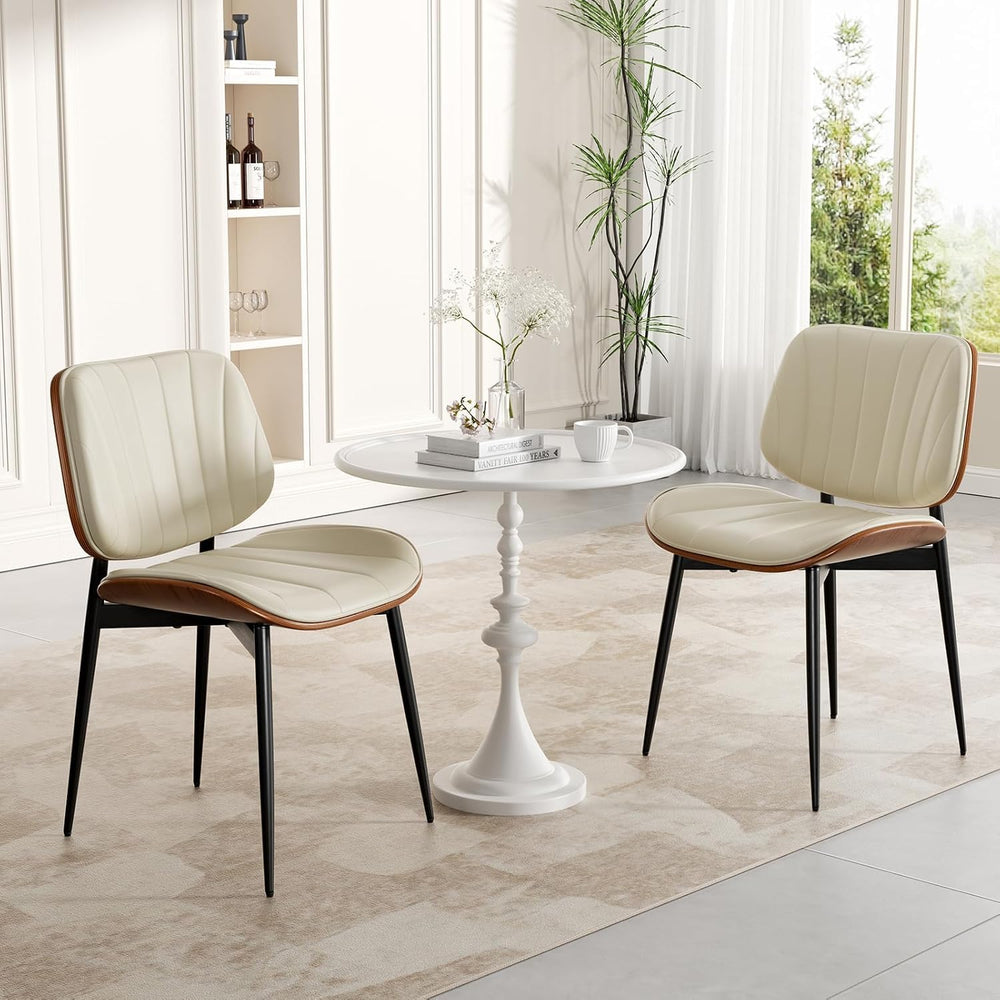Dining Chairs Set of 2, Mid Century Modern Dining Room Chairs, Upholstered Fa...